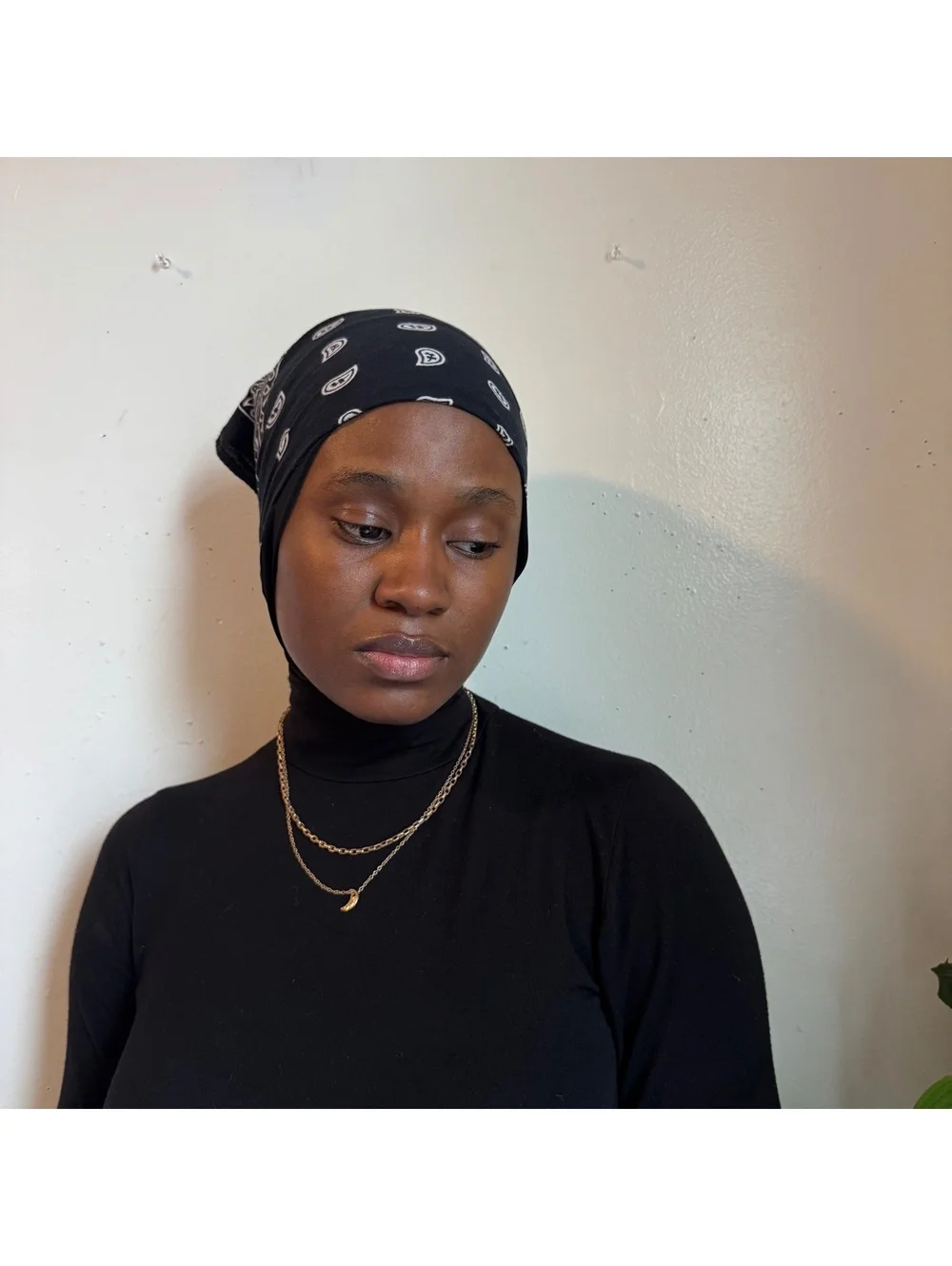 90s Black Paisley Bandana Scarf - 100% Cotton Biker Western Headwrap